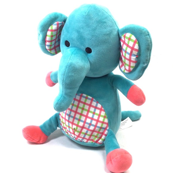 Sound and Light Animatronics Blue and Plaid Plush Elephant. - Picture 7 of 8